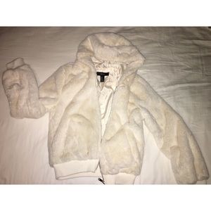 Forever 21 white faux fur jacket